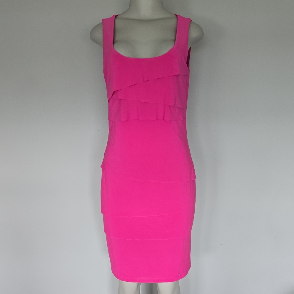 Joseph Ribkoff pink tiered stretchy dress-8